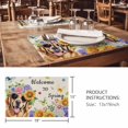 thumbnail image 3 of Placemats 1 Pack, Spring Dog Woven Placemat, Linen Place Mats for Kitchen/Dining Tables, Rustic Watercolor Botanical Floral Sunflower Washable Table Mats for Party, 3 of 8