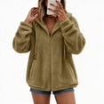 thumbnail image 3 of Luvrsol Womens Winter Coat Hooded Fleece Teddy Jacket Drawstring Relaxed Fit Warm Sherpa Coat, Brown S-3XL, 3 of 9