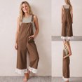 thumbnail image 2 of Womens Boho Lace Patchwork Bib Overalls Casual Adjustable Straps Wide Leg Jumpsuits with Pockets, 2 of 7