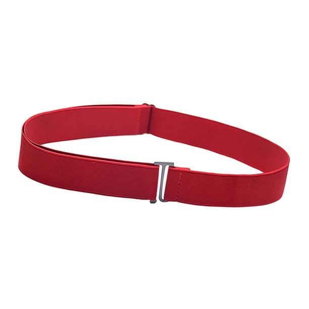 Cinturón elástico invisible para mujeres y hombres, ajustable, con hebilla plana. Rojo