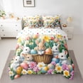 thumbnail image 2 of Feelyou Cartoon Jungle Rabbit Twin Bedding Sets 7-Piece for Kids, Spring Eastern Eggs Bedding Comforter Set, Garden Butterfly Floral Reversible Sheet Sets, Super Cozy Room Decor, 2 of 7