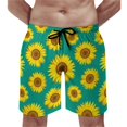 thumbnail image 1 of Shorts de Bain d'Été Imprimé Tournesol Jaune Fleurs Classique Séchage Rapide, 1 of 5