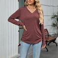 thumbnail image 5 of Horkkom Womens Long Sleeve Tops Casual V Neck Solid Color Undershirts Soft Comfy Tunic Tops M, Gifts for Women, 5 of 9