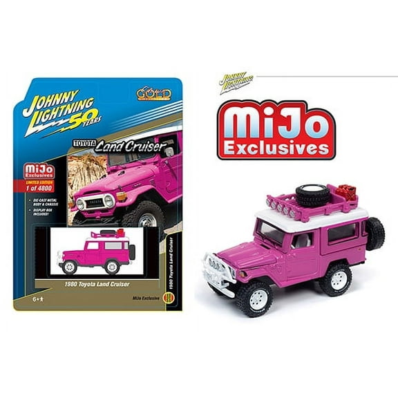 Johnny Lightning JLCP7208 1980 Toyota Land Cruiser Off Road 4x4 Hot Pink 1/64 Diecast Model Car