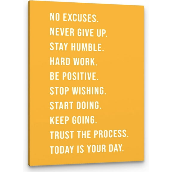 No Excuses Never Give Up Inspirational Workout Wall Art, Motivational Inspirational Print Unframed Canvas Painting Artwork Home Gym Yoga Exercise Fitness Room Office Decor