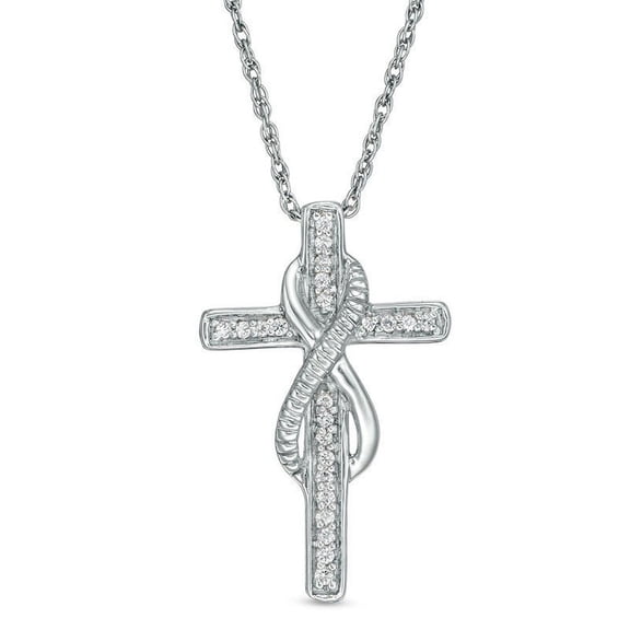 0.35 T.C.W Round Cut Natural DiamondGift Stunning Infinity Faith Wrap Cross Pendant Necklace for Women Solid 14K White Gold With 18 inches chain