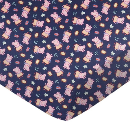 SheetWorld Fitted 100% Cotton Percale Play Yard Sheet Fits BabyBjorn Travel Crib Light 24 x 42, Peppa Pig Navy