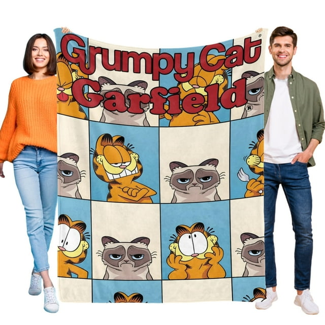 Grumpy Cat - Gato Gruñón anti-pilling, suave, ligera, esponjosa y acogedora de lujo para hogar y cocina – Perfecta para niños y adultos,100X80cm