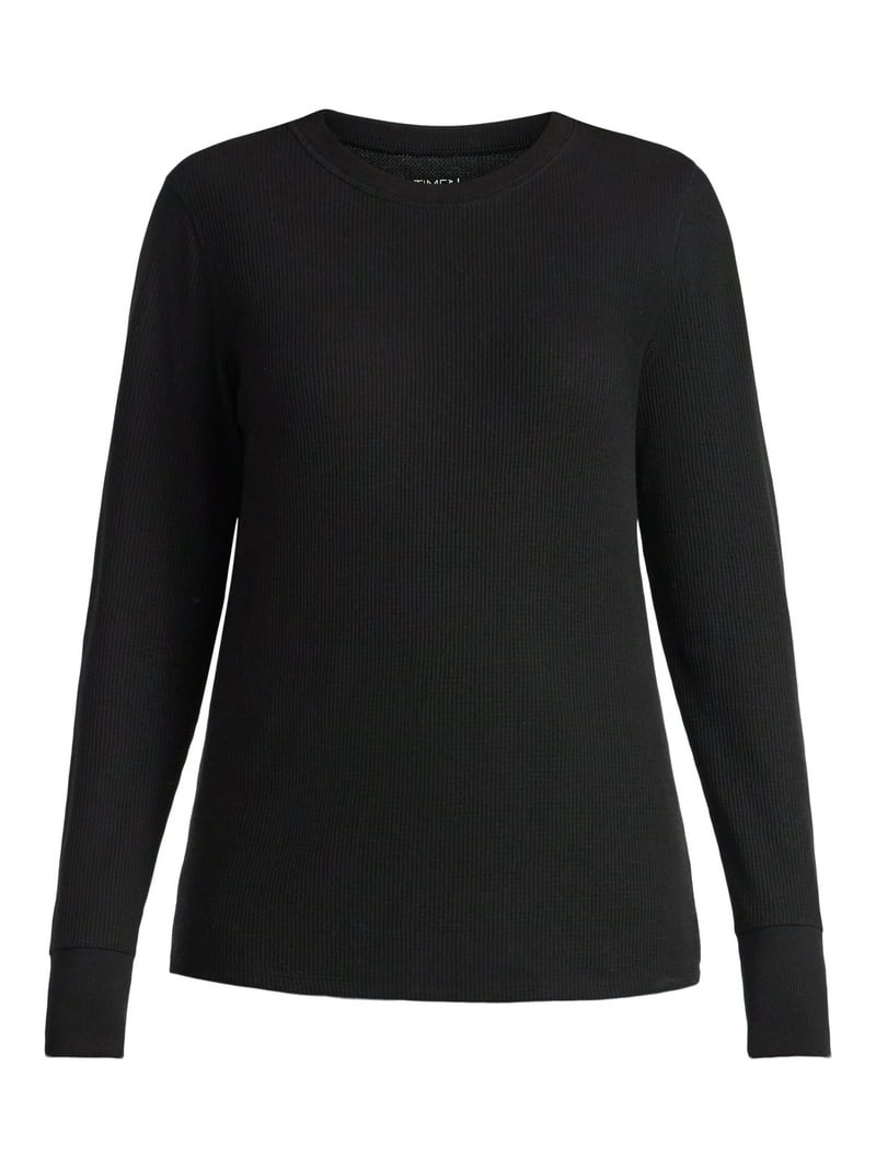 Time and Tru Women's Thermal Tee with Long Sleeves, Size XS-XXXL