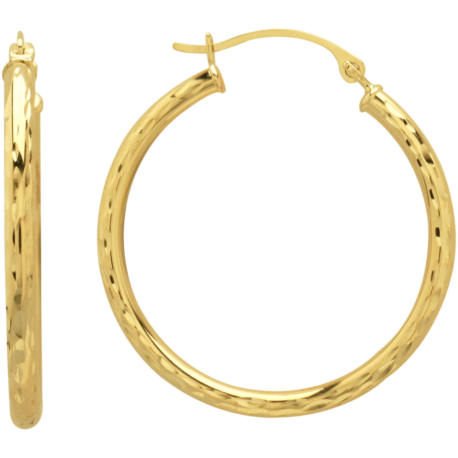 Simply Gold 10kt Yellow Diamond Cut Hoop Earrings Simply Gold 10kt Yellow Diamond Cut Hoop Earrings