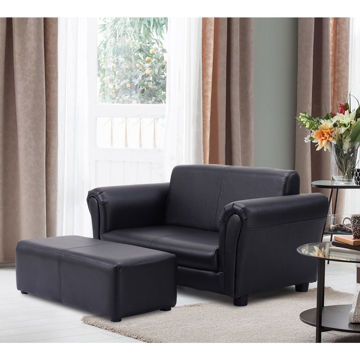 Costway Brandclub Costway Kids Sofa Armrest Chair Couch Lounge in Black