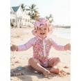 thumbnail image 5 of BemeyourBBs Infant Baby Girl Swimsuit Infant Bathing Suit One-Piece Swimsuits with Sun Hat Set Long Sleeve Rash Guard Swimwear Floral Zipper Summer Beach Wear, 5 of 9