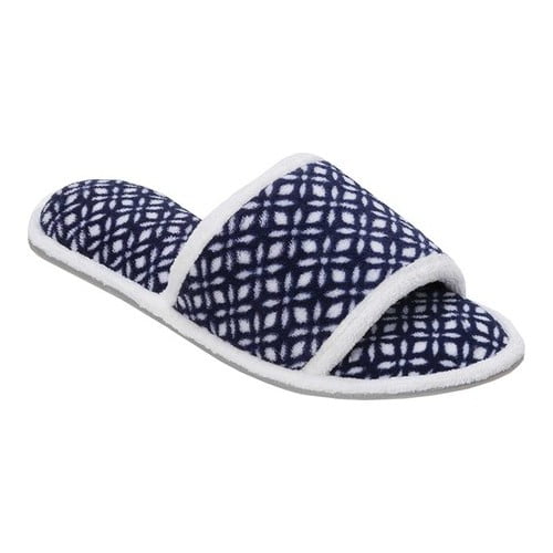 dearfoams women's beatrice microfiber terry slide with quilted vamp slipper