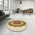 thumbnail image 4 of Ahgly Company Tapis d'Intérieur Lavable en Machine Carré Transitionnel Kaki Or, 7 Pieds Carré, 4 of 7
