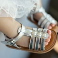 thumbnail image 2 of Girls Sandals Toddler Summer Dress Shoes Gladiator Beach Flat Sandals(TB501 Silver/11M), 2 of 6