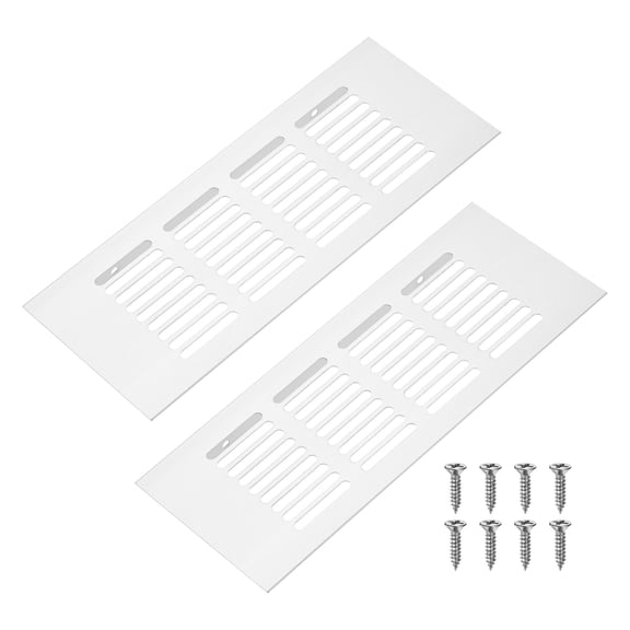Uxcell 2-Pack Aluminum Alloy Door Air Vent Cover, 8x3"/200x80mm Ventilation Grille with Screws for Cabinet [Silver]