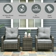 thumbnail image 3 of Outsunny 3 Piece Patio Furniture Set, PE Rattan Wicker Storage Table and Chairs w/ Tufted Cushions, Gray, 3 of 9