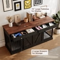 thumbnail image 4 of Mowpex Lockable 72" Wooden Furniture Style Crate for Dogs with Sliding Barn Doors, Black, 4 of 7