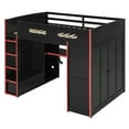 thumbnail image 4 of Mirightone Gaming Loft Bed with Desk ,Wardrobe, Ample Storage Space, and RGB LED Light, Full Size Wood Loft Bed Frame with Storage Shelve for Teens.(Red), 4 of 8