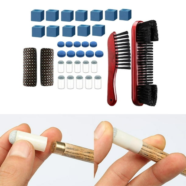Herramientas de limpieza de cepillo de mesa de billar 10 puntas de taco azul (5 uds 12mm 5 uds 13mm) Rojo Cola Cepillo para rieles de billar