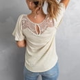 thumbnail image 4 of Honeeladyy Summer simple and plain ladies' tops Fashion Women's Summer O-Neck Lace Patchwork Short Sleeve Attractive Top Blouse, 4 of 9