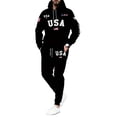 thumbnail image 4 of Men Sweatsuits 2 Piece Set Classic letter print Casual Hoodie Sweatshirt and Joggers Sweatpants Sets Running Sport Suit with Pocket Black L, 4 of 4