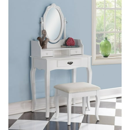 Roundhill Ribbon Wood Make Up Vanity Table And Stool Set Multiple Roundhill Ribbon Wood Make Up Vanity Table And Stool Set Multiple Colors Available