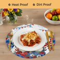 thumbnail image 4 of Independence Day Gnomes Round 15 Inch Placemats Set of 6, 4th of July Red Blue Poppy Floral HeatResistant Non Slip Place Mats for Dining Table, Wipeable Braided Kitchen Table Mats for Housewarming, 4 of 9