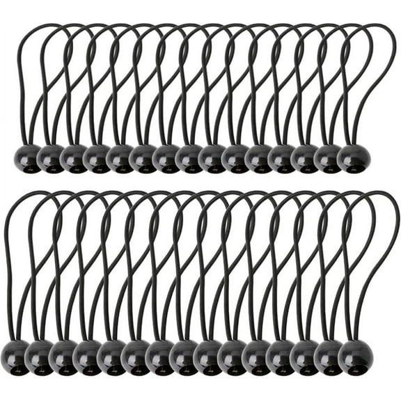 40Pcs Bungee Cords with Balls, 2 Size Tarpaulin Bungees Balls Tarp Ties Adjustable Bungee Straps for Tent Camping Household Items Canopies Flags
