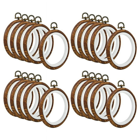 20Pcs Embroidery Hoops Imitated Wood Circle Round Display Frame for Art Craft Sewing and Hanging