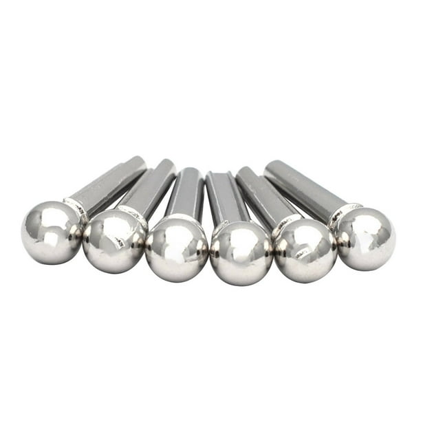 Pin de extremo de puente de clavijas de extremo de cuerda de metal de 6 piezas para acústico Plata