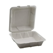 Biodegradable To Go Food Containers, Hinged Disposable Take Away Food Containers Eco Friendly Sugarcane Bagasse Clamshells, Compostable Microwave Safe Take Out Boxes (9" X 9" | 1 Compartment | 25 PCS)