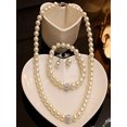 thumbnail image 4 of EOEMY 3Pcs Faux Pearl & Rhinestone Embellished Necklace, Earrings And Bracelet Set For-Default, 4 of 6