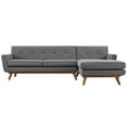thumbnail image 2 of Modway Engage Mid-Century Modern Upholstered Right-Facing Sectional Sofa, Gray Fabric, 2 of 5