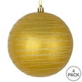 thumbnail image 3 of Vickerman 4" Gold Candy Finish Ball Ornament with Glitter Lines, 4 per Bag, 3 of 3