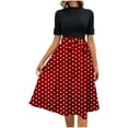 thumbnail image 2 of FDGIU Vintage A-Line Skirt - Women's High Waist Pleated Midi Skirt with Pockets (Polka Dot, Rockabilly Style), 2 of 6