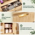 thumbnail image 5 of 42" Makeup Vanity Desk with Selfie Mirror & Lights, Smart RGB Drawer & Velvet Dividers, Glass Top, APP & Remote, Music Sync Lights & Timer, Metal Guard Shelves, Flexible Cabinet, Outlet for Bedroom, 5 of 8