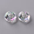 thumbnail image 2 of 100 pc Transparent Acrylic European Beads AB Color Plated Large Hole Beads Flat Round Faceted Clear AB 13x5.5mm Hole: 5mm, 2 of 3