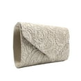 thumbnail image 5 of Women Evening Party Wedding Envelope Bag Lace Purse Handbags Clutch Bag Messenger Bag SILVER, 5 of 8