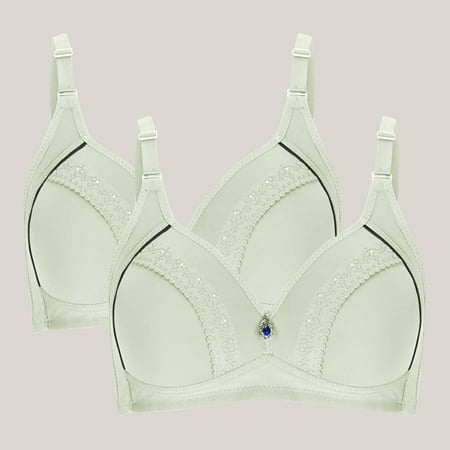 Wayzton 2 PCS Bras for Older Women  Front Closure Bras Plus Size Full Coverage Sexy Plunge Underwire Unlined Bra Save Big Mint Green 38