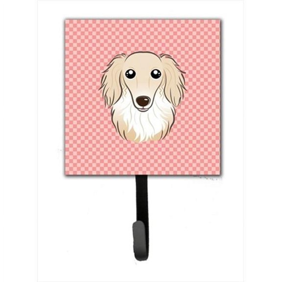 Carolines Treasures Checkerboard Pink Longhair Creme Dachshund Leash or Key Holder 7Hx4.25W multicolor