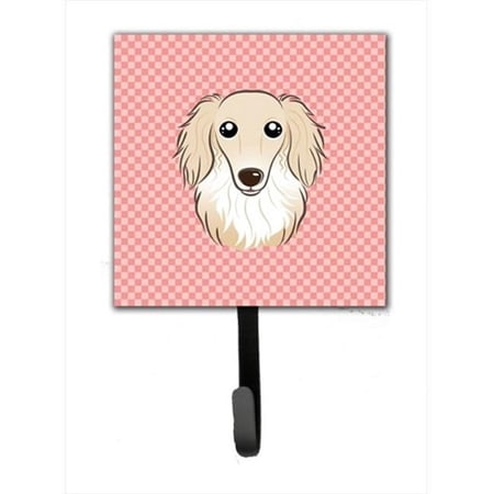 Carolines Treasures Checkerboard Pink Longhair Creme Dachshund Leash or Key Holder 7Hx4.25W multicolor