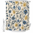 thumbnail image 2 of Vintage Blue Yellow Waterproof Fabric Shower Curtain,Spring Enchanted Garden Florals Waterproof Fabric Shower Curtain for Bathroom Curtains Bathtubs Hotel Shower Curtains with 12 Hooks Standard 66x72, 2 of 8