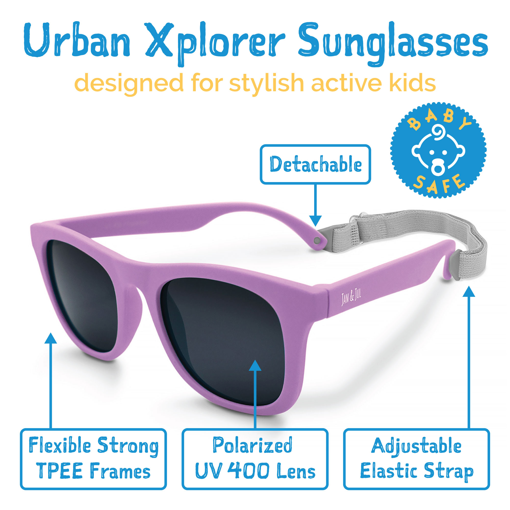 Jan & Jul Baby Sunglasses with Strap for Girls, Polarized, Non-Toxic (S: 6 Months -2 Years, Purple) - image 2 of 7
