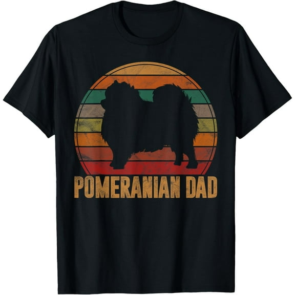 t-shirt Retro Pomeranian Dad Gift Daddy Pompom Dog Owner Pet Father T-Shirt.