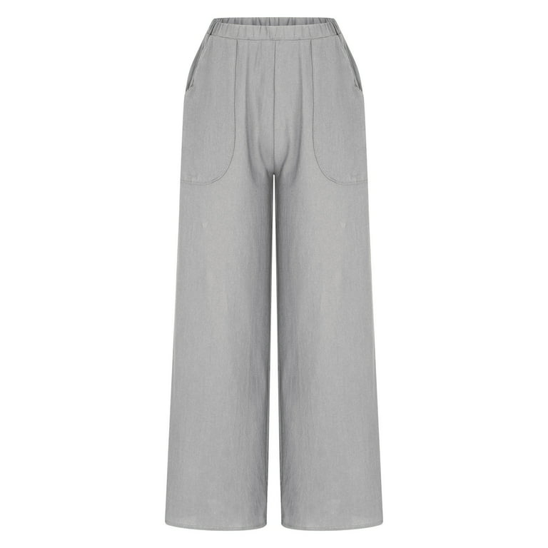 YWDJ Linen Pants for Women High Waist Plus Size With Pockets