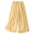 thumbnail image 5 of Women's Solid Color Linen Cotton Wide Leg Pants, Elastic Drawstring Waist Casual Loose Trousers, Breathable Summer Palazzo Pants for Women, High Waisted Beach Pants Yellow XXL, 5 of 8
