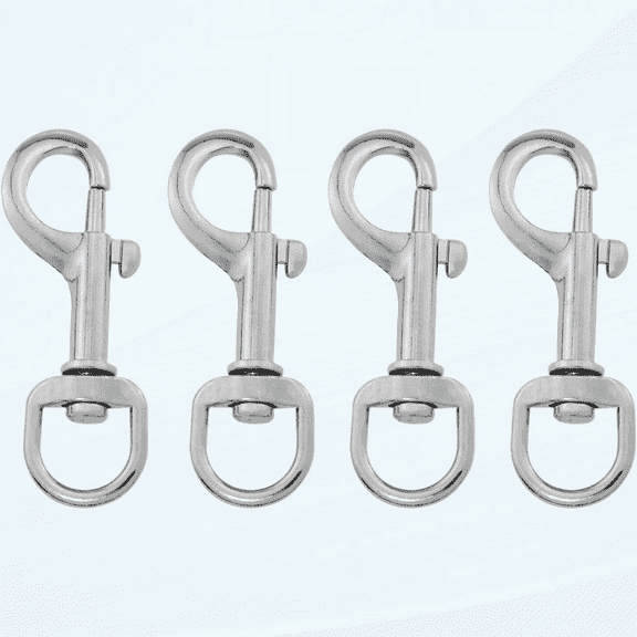 4PCS Stainless Steel Swivel Eye Bolt Flagpole Snap Hook, Flag Snap Clips for Rope, Flagpole, Outdoor Carabiner, Dog Chain, Leather Craft, Sling Rope Spring End Accessories, Silver