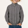 thumbnail image 2 of Povozer Boys Chunky High Neck Zip Sweater Kids Ribbed Pullover Jumper Winter Knit Tops Outfits(Dark Gray,9-10 Years), 2 of 6