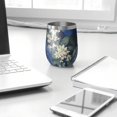 thumbnail image 3 of 12oz Stemless Wine Tumblers Pioneer Flower Vacuum Insulated Stainless Steel Travel Tumbler Cups Mug with Lid and Straw for Champaign,Cocktail,Beer with Cleaning Brush, 3 of 5